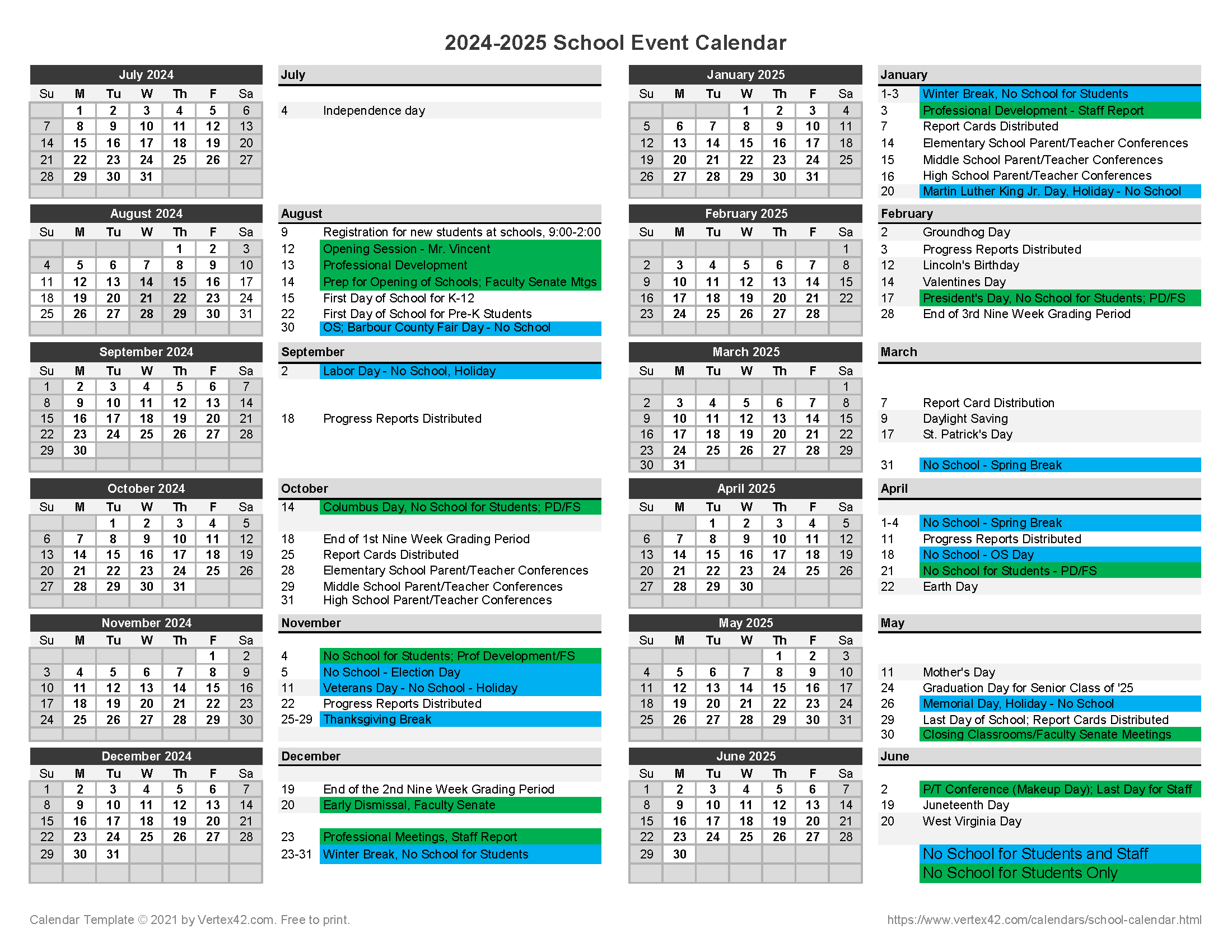 2024-2025 Calendar Synopsis